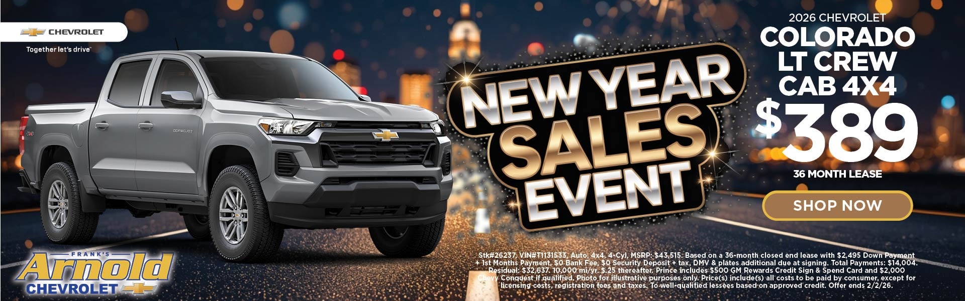 New 2026 Chevrolet Colorado LT Crew Cab 4x4 $389/36 Month
