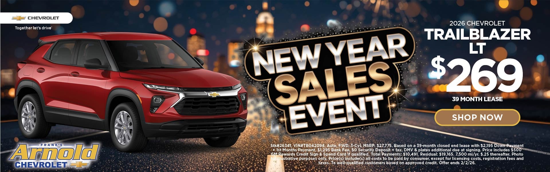 New 2026 Chevrolet Trailblazer LT $269/39 Month Lease