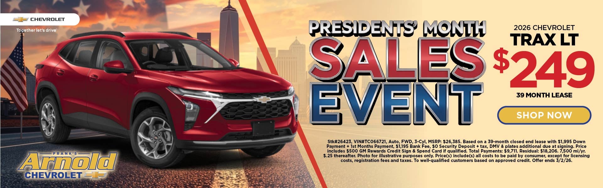 New 2026 Chevrolet Trax LT $249/39 Month Lease