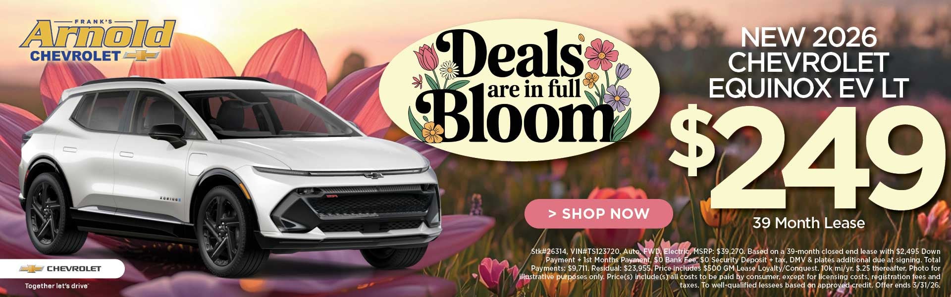 New 2026 Chevrolet Equinox EV LT $249/39 Month Lease 