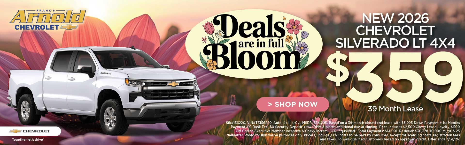 New 2026 Chevrolet Silverado LT 4x4 $359/39 Month Lease