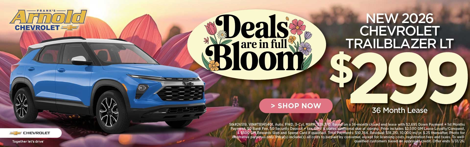 New 2026 Chevrolet Trailblazer LT $299/36 Month Lease