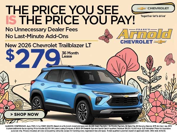 New 2026 Chevrolet Trailblazer LT $279/36 Month Lease
