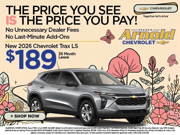 New 2026 Chevrolet Trax LS $189/36 Month Lease