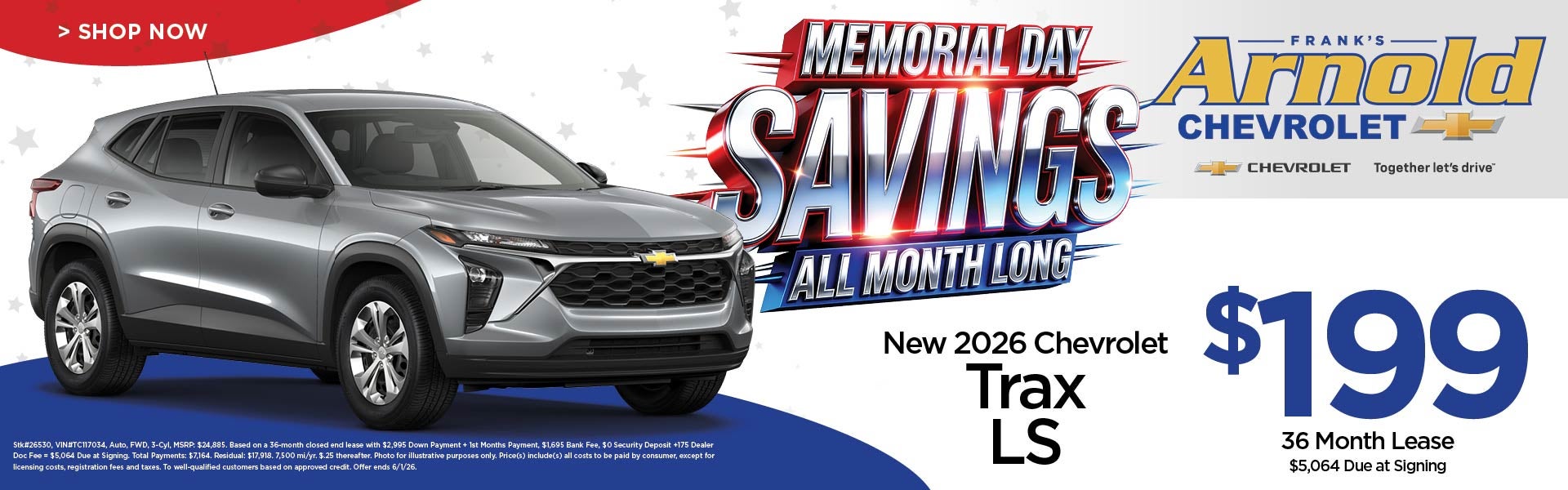 New 2026 Chevrolet Trax LS $199/36 Month Lease