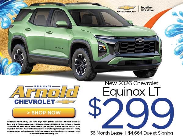 New 2026 Chevrolet Equinox LT $299/36 Month Lease 
