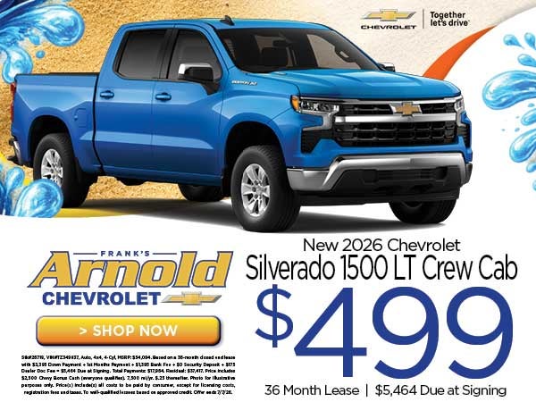 New 2026 Chevrolet Silverado 1500 LT Crew Cab $499/36 Month 