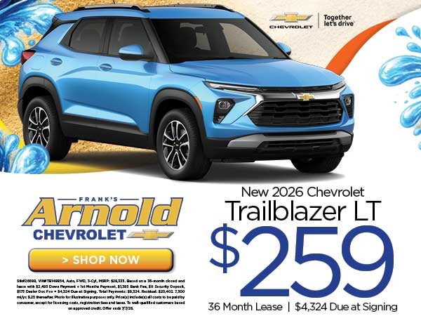 New 2026 Chevrolet Trailblazer LT $259/36 Month Lease 
