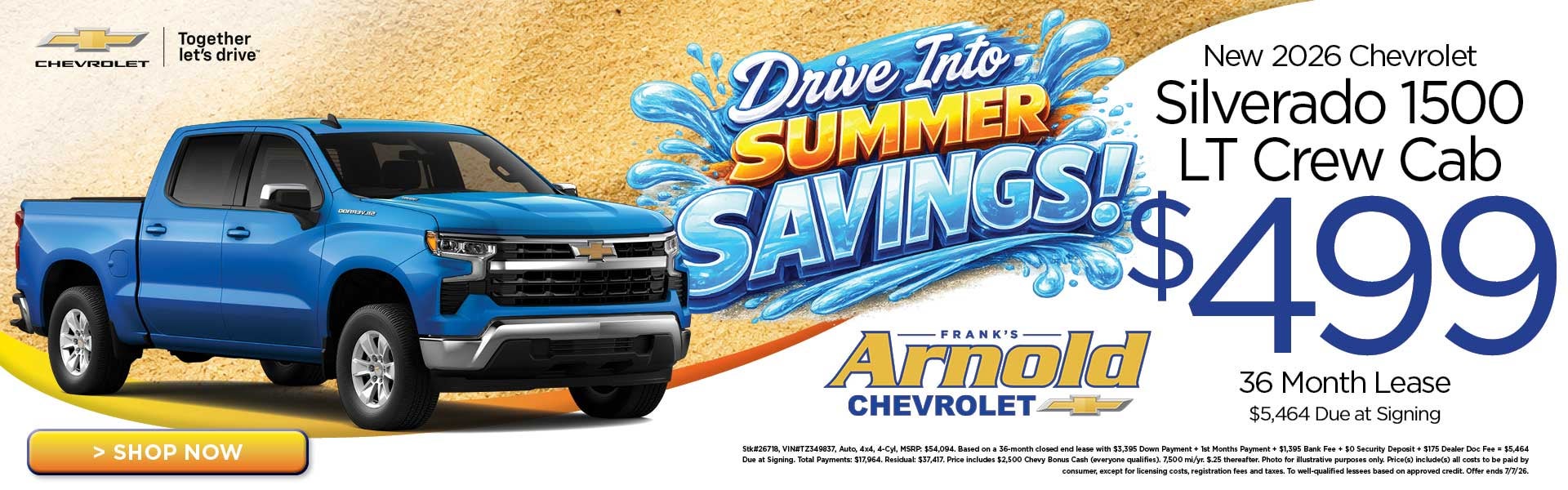 New 2026 Chevrolet Silverado 1500 LT Crew Cab $499/36 Month 