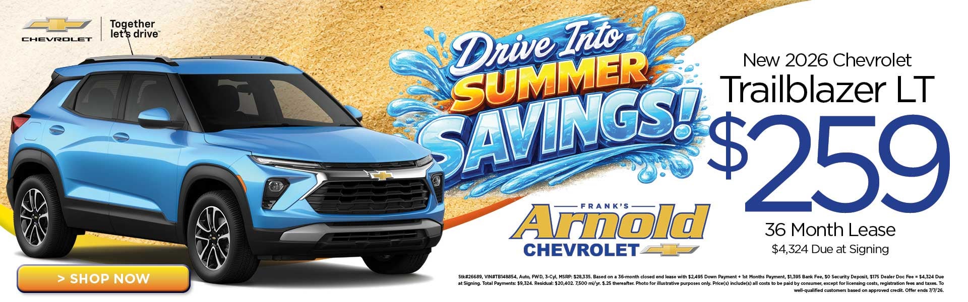 New 2026 Chevrolet Trailblazer LT $259/36 Month Lease 