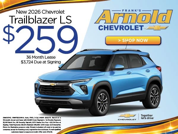 New 2026 Chevrolet Trailblazer LS $259/36 Month Lease 