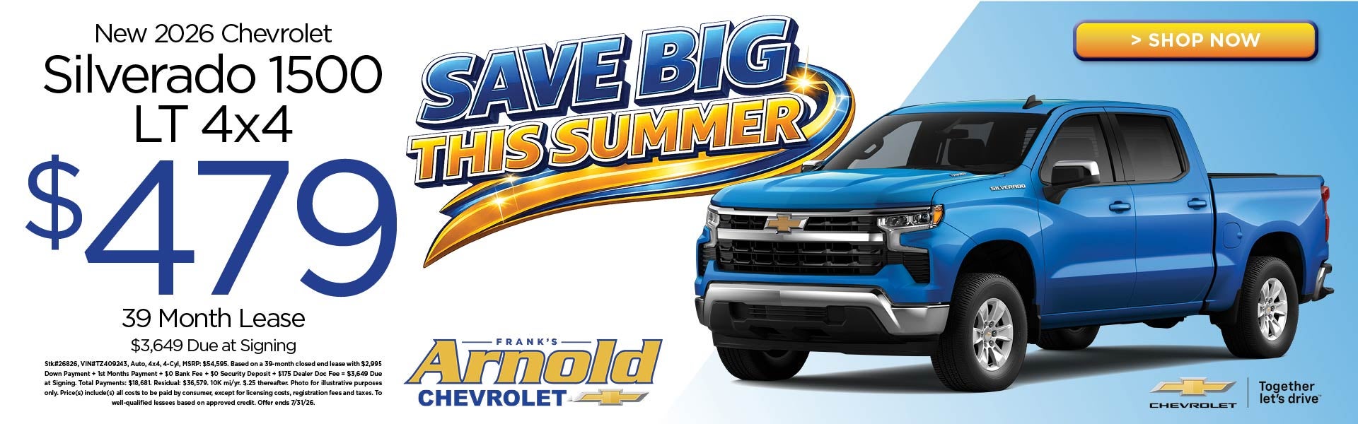 New 2026 Chevrolet Silverado 1500 LT 4x4 $479/39 Month Lease