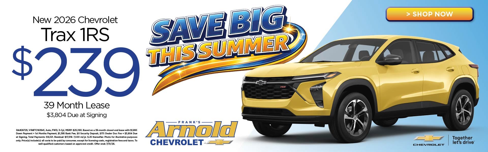 New 2026 Chevrolet Trax 1RS $239/39 Month Lease