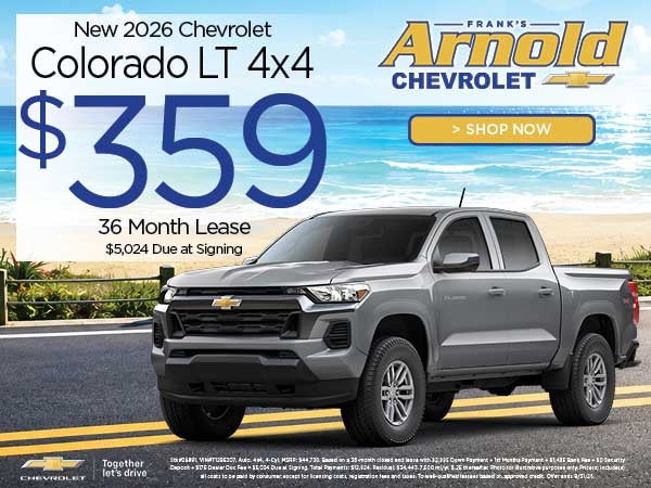 New 2026 Chevrolet Colorado LT 4x4 $359/36 Month Lease 