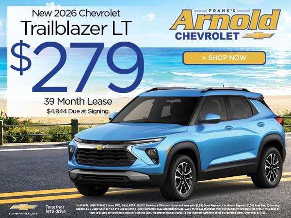 New 2026 Chevrolet Trailblazer LT $279/39 Month Lease 