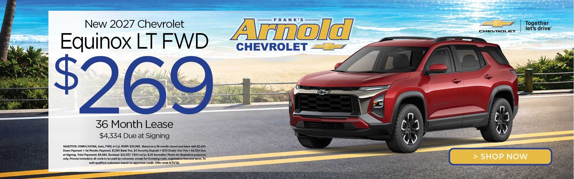 New 2027 Chevrolet Equinox LT FWD $269/36 Month Lease