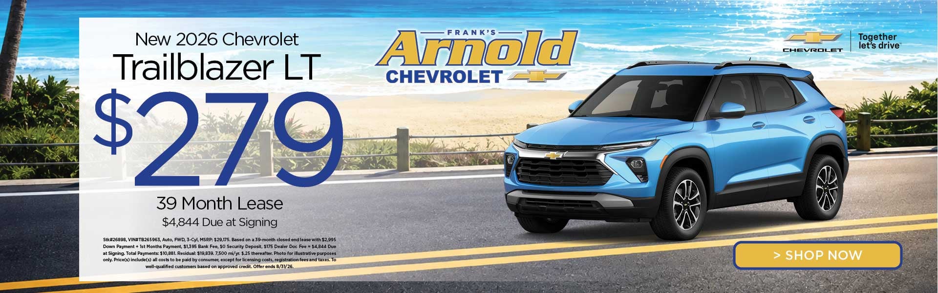 New 2026 Chevrolet Trailblazer LT $279/39 Month Lease 