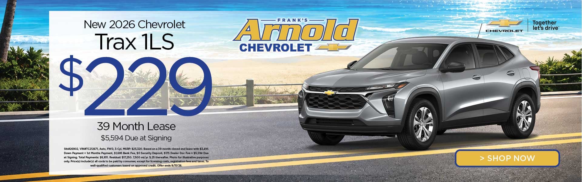 New 2026 Chevrolet Trax 1LS $229/39 Month Lease