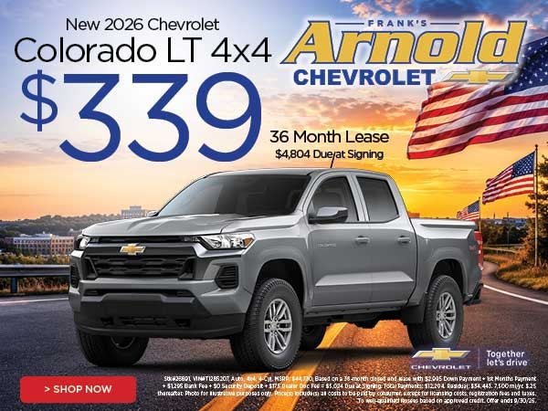 New 2026 Chevrolet Colorado LT 4x4 $339/36 Month Lease 
