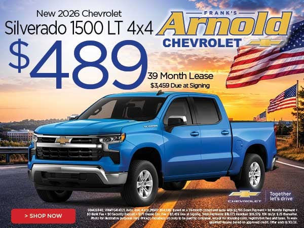 New 2026 Chevrolet Silverado 1500 LT 4x4 $489/39 Month Lease