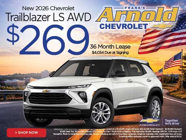 New 2026 Chevrolet Trailblazer LS AWD $269/36 Month Lease 