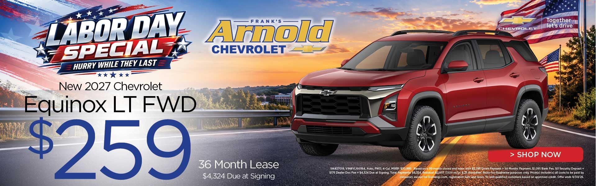 New 2027 Chevrolet Equinox LT FWD $259/36 Month Lease
