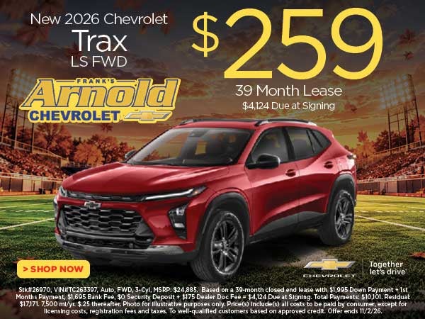 New 2026 Chevrolet Trax LS FWS $259/39 Month Lease