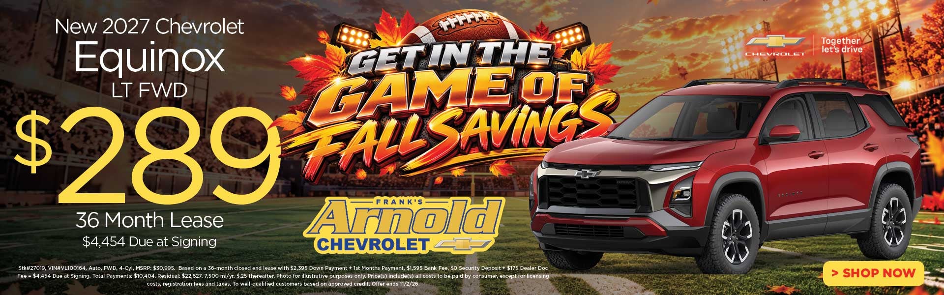 New 2027 Chevrolet Equinox LT FWD $289/36 Month Lease