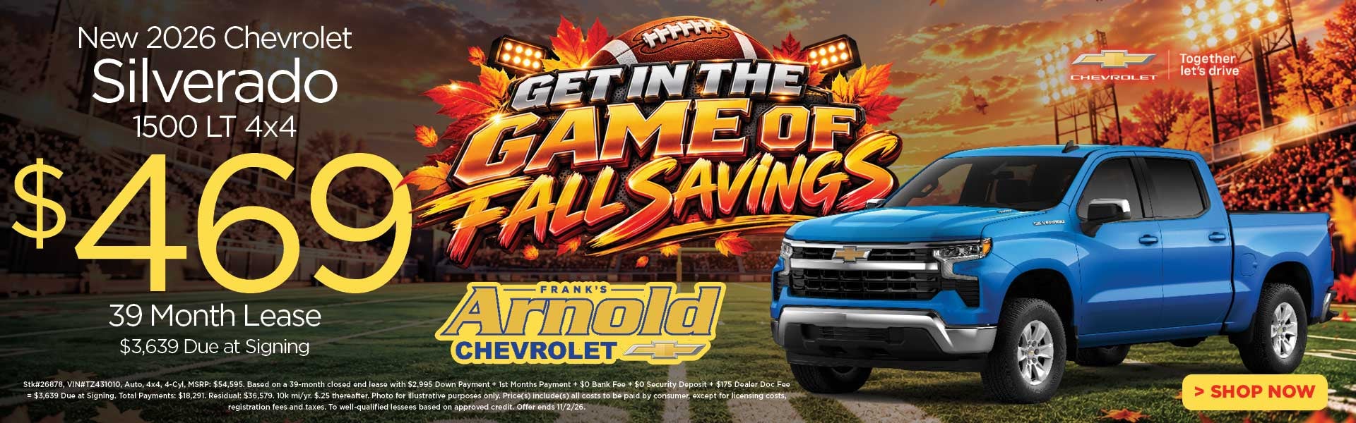 New 2026 Chevrolet Silverado 1500 LT 4x4 $469/39 Month Lease