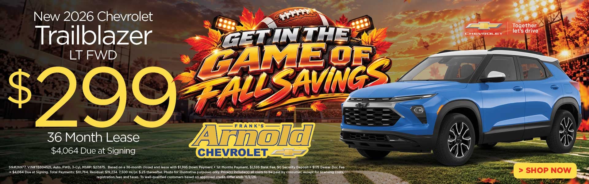 New 2026 Chevrolet Trailblazer LT FWD $299/36 Month Lease